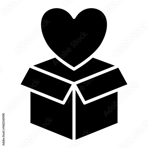Gift box with heart glyph solid icon