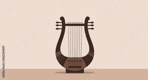 Musical performance ancient culture artistic illustration minimalist setting side view traditional instrument. Vector illustration