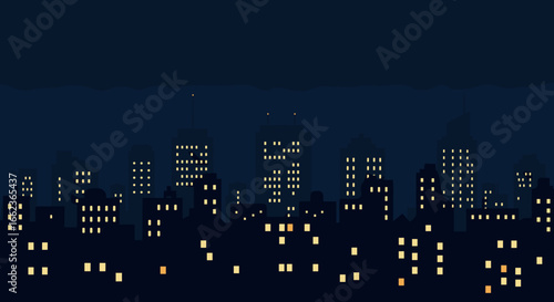 Nighttime cityscape urban landscape digital art modern environment aesthetic viewpoint urban concept. Vector illustration