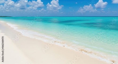 Wallpaper Mural Pristine beach with turquoise water and fluffy clouds Torontodigital.ca