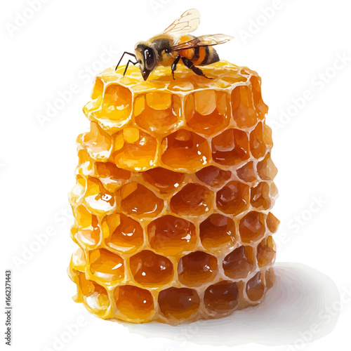 Beehive, watercolor vector, isolated on a white background.