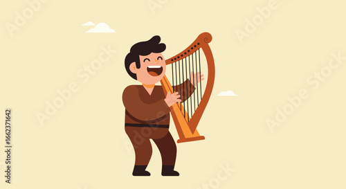 Joyful music performance outdoor stage illustration cartoon style bright colors cultural expression. Vector illustration