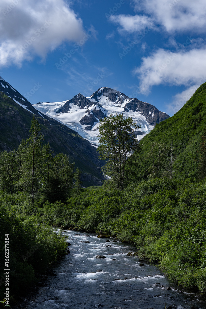 Fototapeta premium Byron Creek. Byron Glacier Road, Anchorage is in Southcentral Alaska.