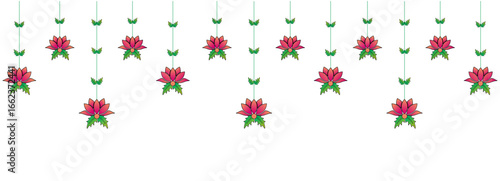 Ilustrasi hiasan bunga dan daun teratai untuk dekorasi dan barner Ganpati dan lainnya