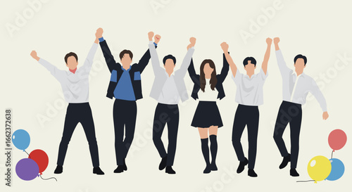 Celebration of success among friends outdoor party digital illustration joyful atmosphere group view community spirit. Vector illustration
