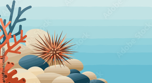 Underwater exploration of coral reefs ocean digital illustration tranquil environment serene viewpoint. Vector illustration