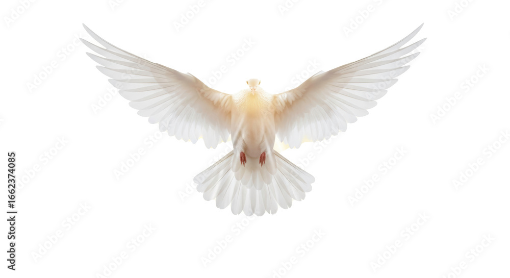 Fototapeta premium Flying white dove peace symbol png transparent background stock image for graphic design and web use