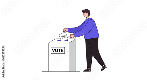 Voting action in community election day digital illustration urban environment side view civic engagement. Vector illustration