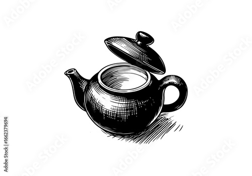 Porcelain teapot hand drawn vector illustration