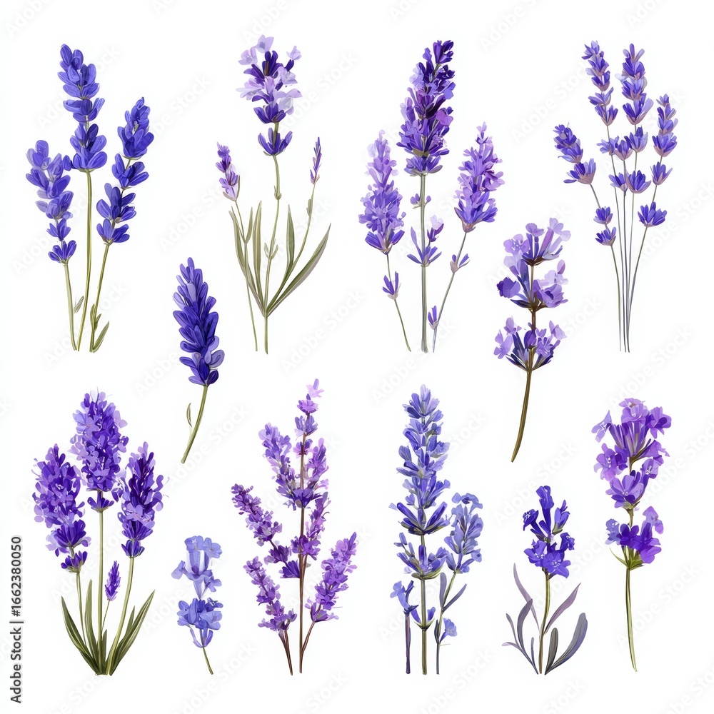 Fototapeta premium An array of lavender flowers, with their vibrant purple hues, are arranged together creating a visual symphony