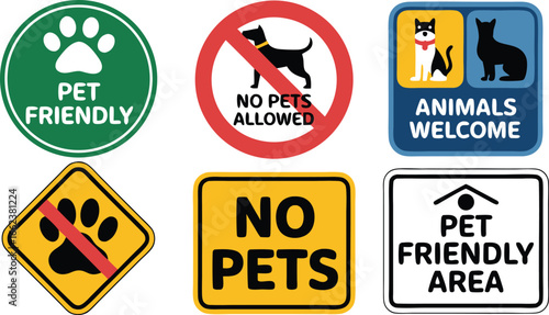 Pet and Animal Signage Friendly, Welcome, and Restricted Icons for Dogs and Pets Alike!