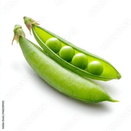 Fresh green pea pods with a few peas visible, suggesting freshness and natural food source