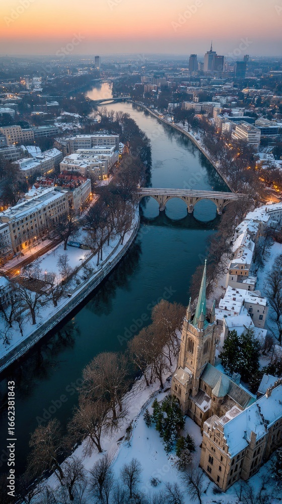 Obraz premium Winter River at Dusk