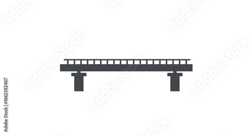 A simple, dark grey icon depicting a bridge with railway tracks, symbolizing transit, infrastructure, and connection
