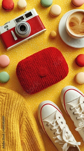 Retro Still Life with Camera and Sweets