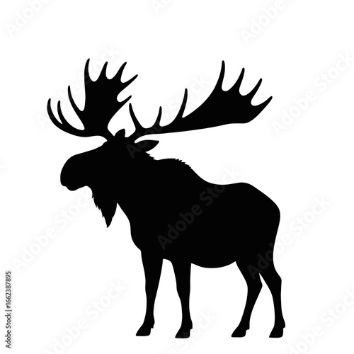 "Moose Silhouette Vector – Majestic Elk SVG with Antlers