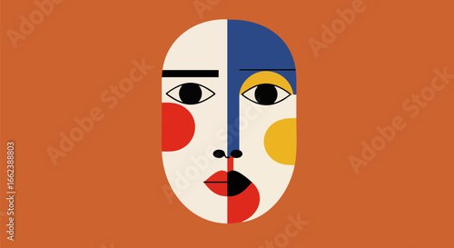 Abstract Face with Geometric Shapes
