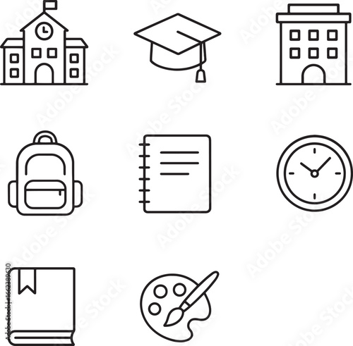 set of school and campus icons