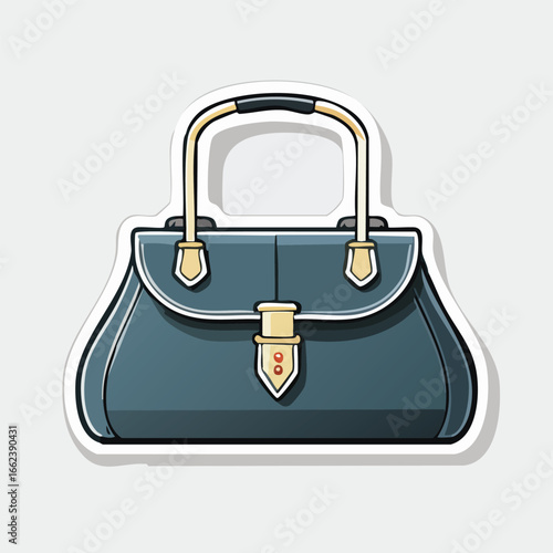 A stylish, elegant, and detailed illustration of a classic handbag with a top handle.