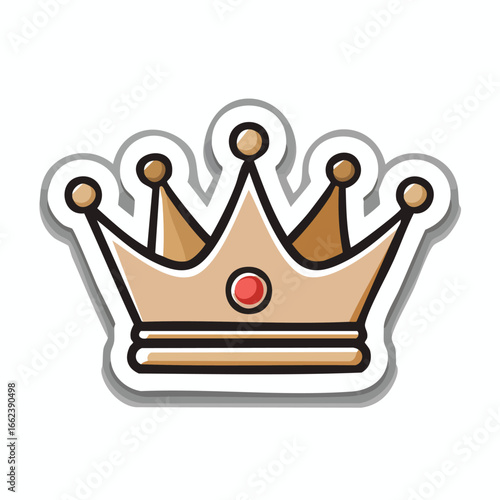 A detailed illustration of a golden crown with a red gem in the center, with a white outline.