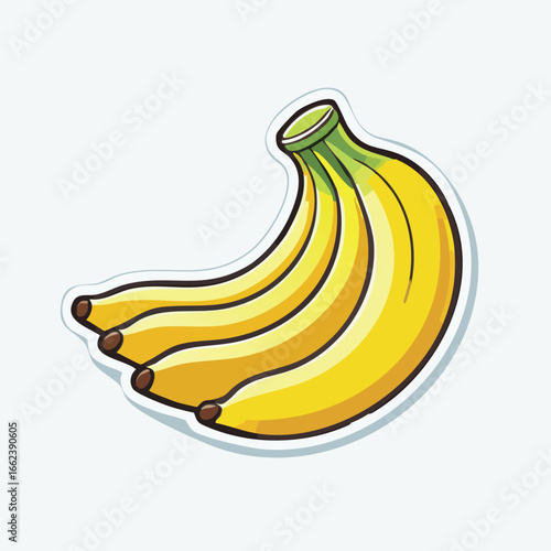 A vibrant illustration of a bunch of ripe bananas, showcasing their yellow color and curved shape.