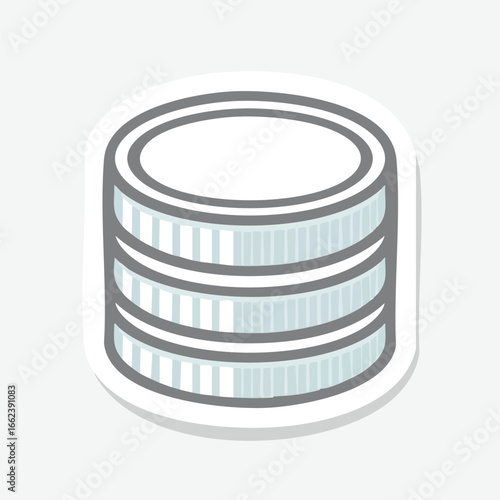 Illustration of a stack of three coins, with a white background and a sticker effect.