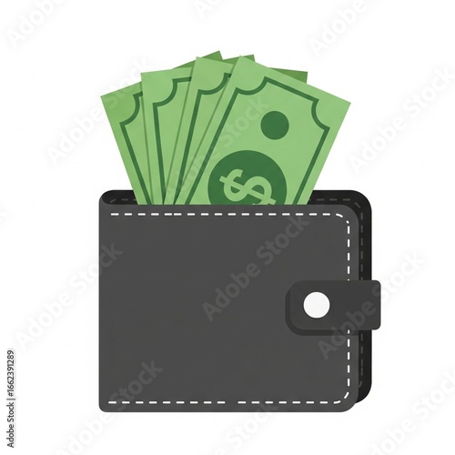Ilustrasi Vektor Dompet dengan Dollar