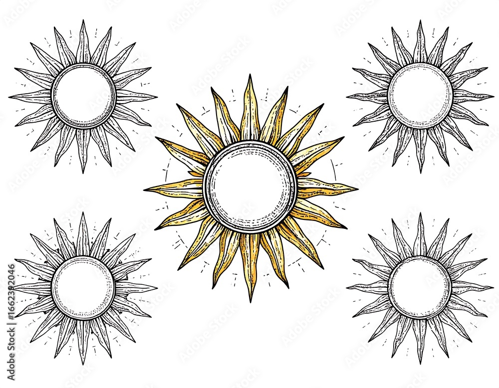 Fototapeta premium Sunburst frames in black and gold