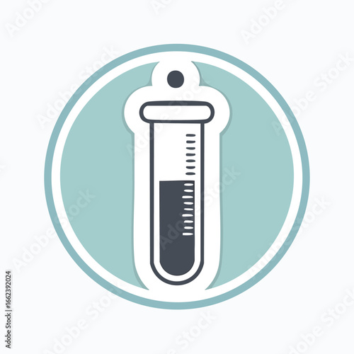 Illustration of a test tube containing a dark liquid, representing scientific research and analysis.