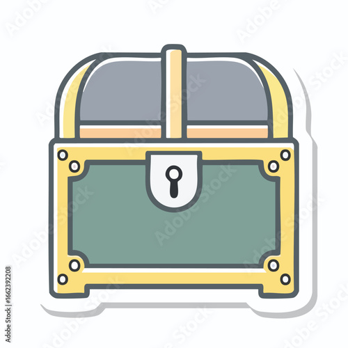 Cartoon illustration of a closed treasure chest with a keyhole, ready to be opened.