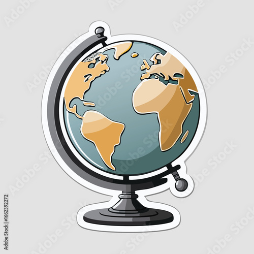 A detailed illustration of a globe, depicting the Earth's continents and oceans.