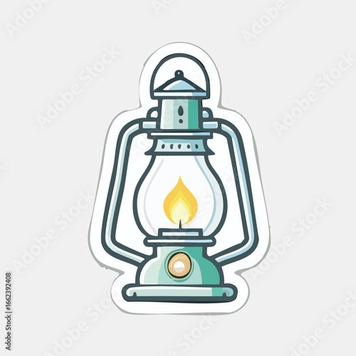 A detailed illustration of a vintage oil lantern, emitting a warm, inviting glow.