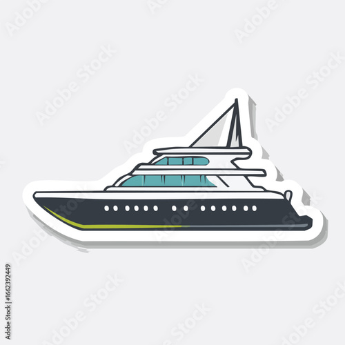 Illustration of a luxurious yacht, a modern vessel for sea travel and leisure activities.