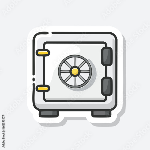 Illustration of a white safe with a combination lock, representing financial security.