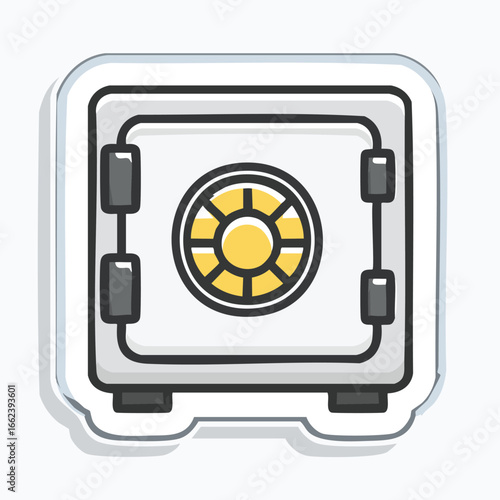 A detailed illustration of a closed safe, representing financial security and protection of valuable assets.