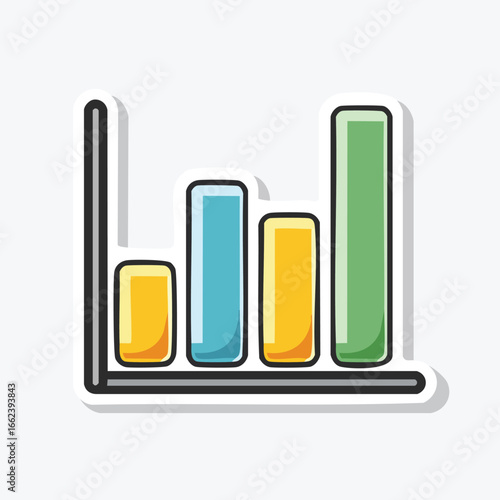 A colorful bar graph illustration representing business data analysis and statistical reports.