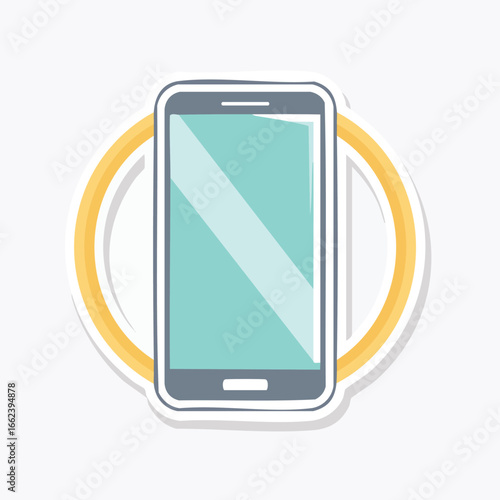 A detailed illustration of a modern smartphone with a touch screen, isolated.