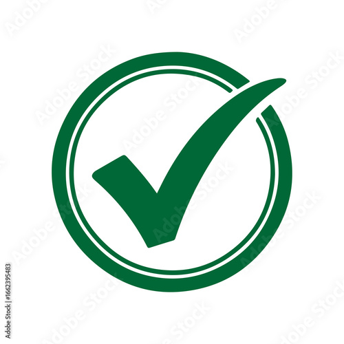 Green check mark button with a tick symbol for a correct choice