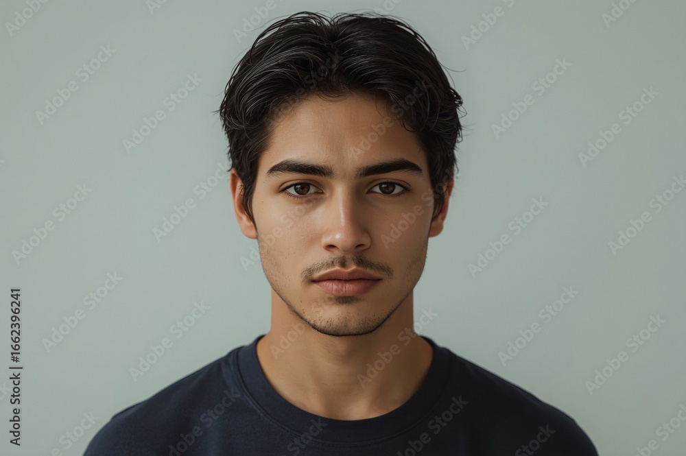 Obraz premium Young man portrait, neutral background, studio shot, headshot, website use