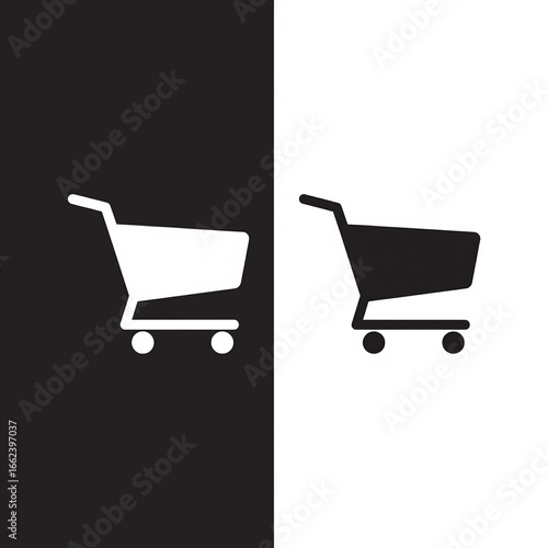 Minimalist Two-Tone Shopping Cart Icon