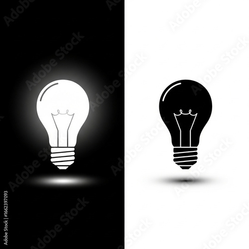 Minimalist Two-Tone Light Bulb Icon