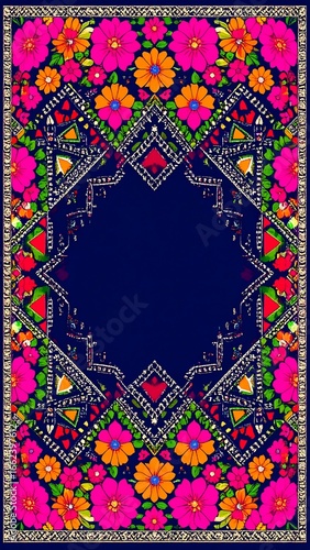 Colorful floral embroidery pattern