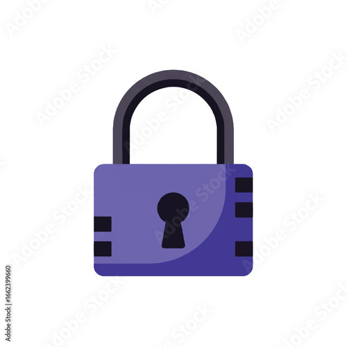 A stylized blue padlock with a dark grey shackle featuring a classic keyhole and side details.
