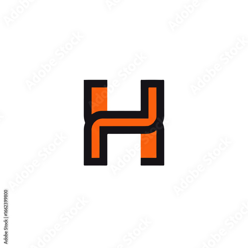 Bold stylized letter H monogram icon with a curved crossbar orange fill and a dark outline.