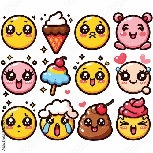  vector image of cute emoticons 
