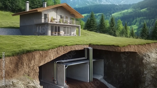 Modern Home with Underground Bunker and Geothermal Heating System Design