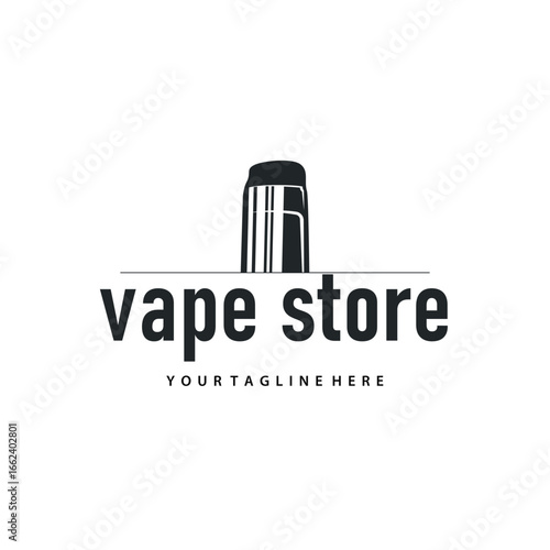 Vapor logo with a simple minimalist concept for vape store design, illustration of an electric cigarette smoke template for poster or product or shop banner