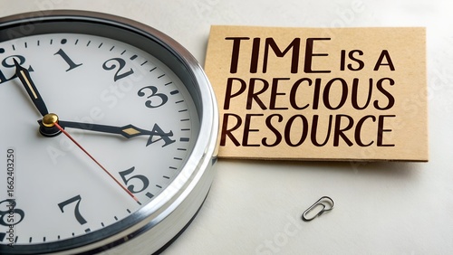 Wallpaper Mural Time is a Valuable Asset with Clock and Note on White Background Torontodigital.ca