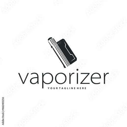 Vapor logo with a simple minimalist concept for vape store design, illustration of an electric cigarette smoke template for poster or product or shop banner