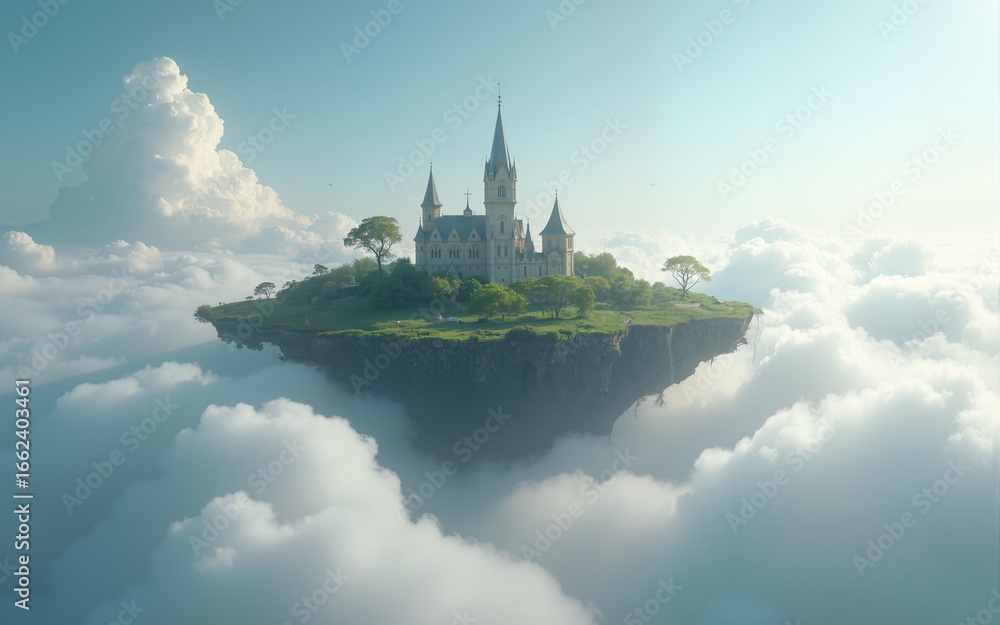 Naklejka premium Floating islands in the clouds. High quality